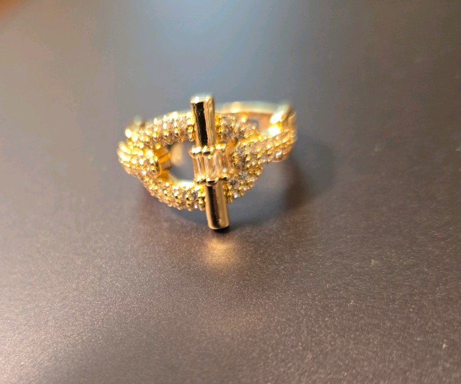 14Kt Gold Filled Pave CZs Solstice Halo Cocktail Statement Ring