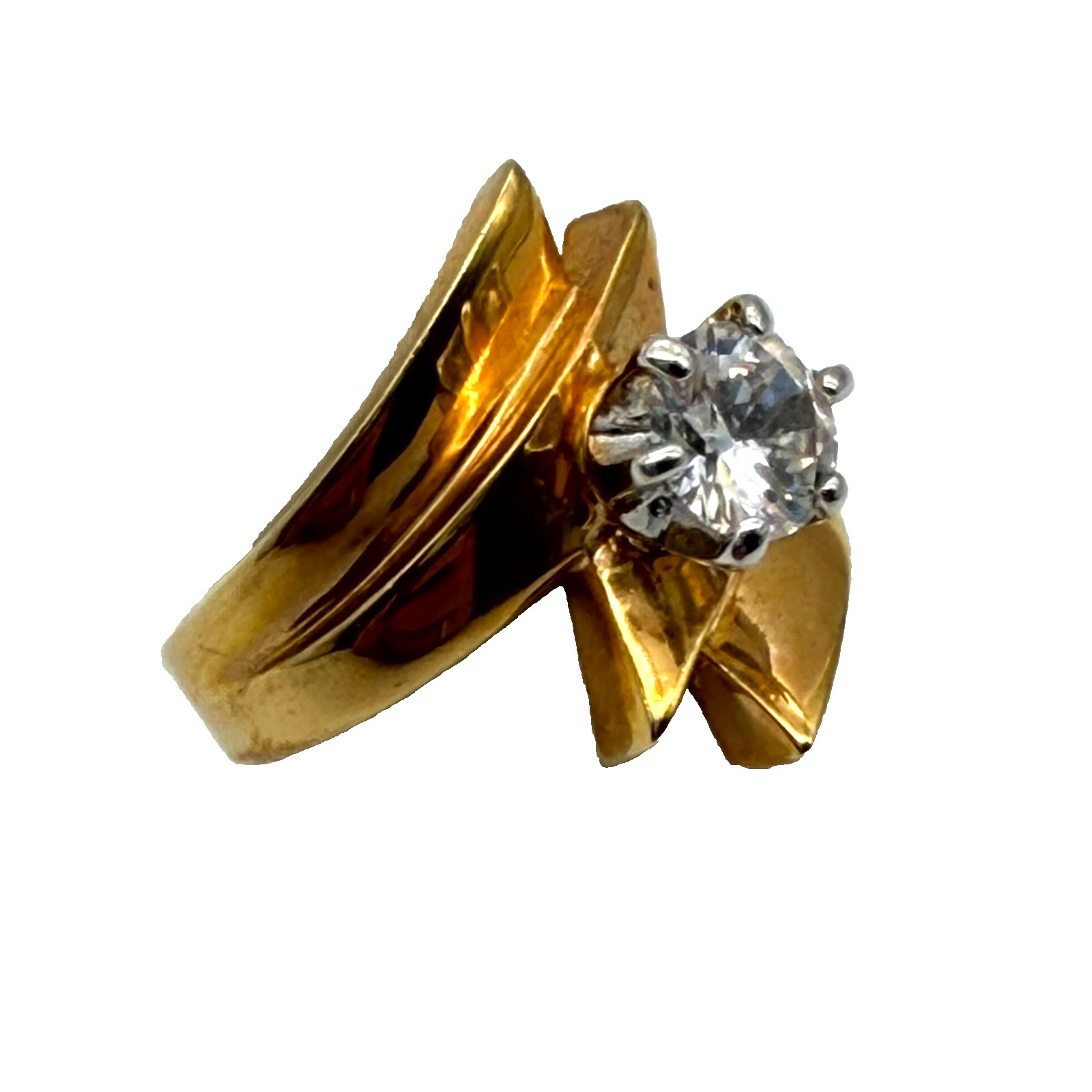 Women’s Gold Tone CZ Sharp Swirl Ring Size 7