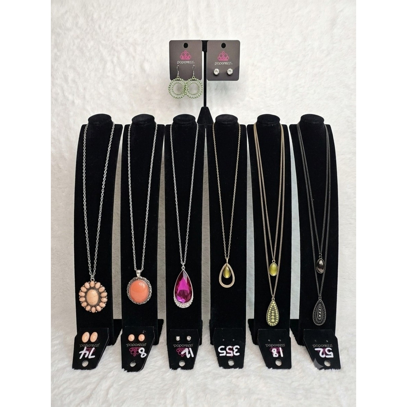paparazzi Pink, Peach, Green & Silver Pendant Necklace Set