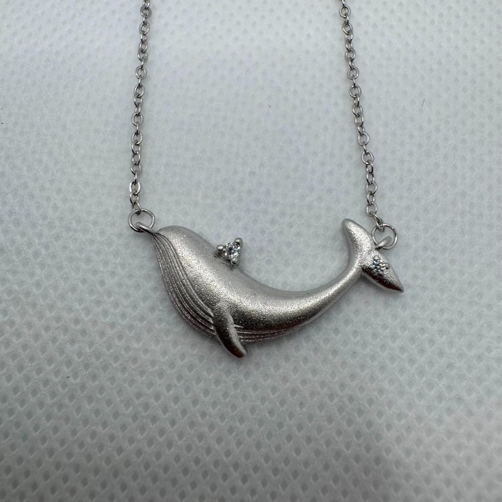 Whale Pendant Necklace Ocean Lover Gift Silver Tone Marine Jewelry