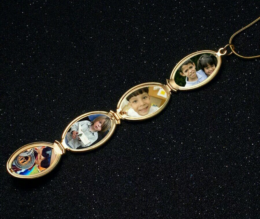 4 Container Oval GOLD Silver Photo Picture Locket Pendant Chain Necklace 630
