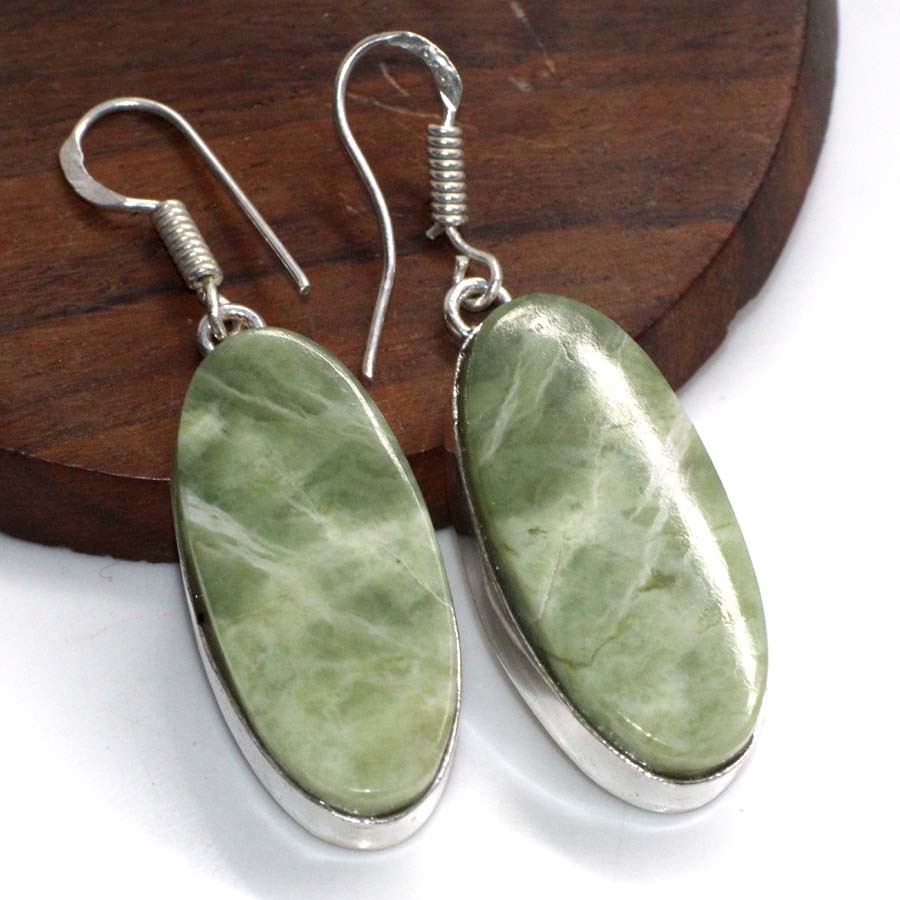 Classy Larsonite 925 Silver Plated Earrings 1.9″ Stylish Jewelry MJ