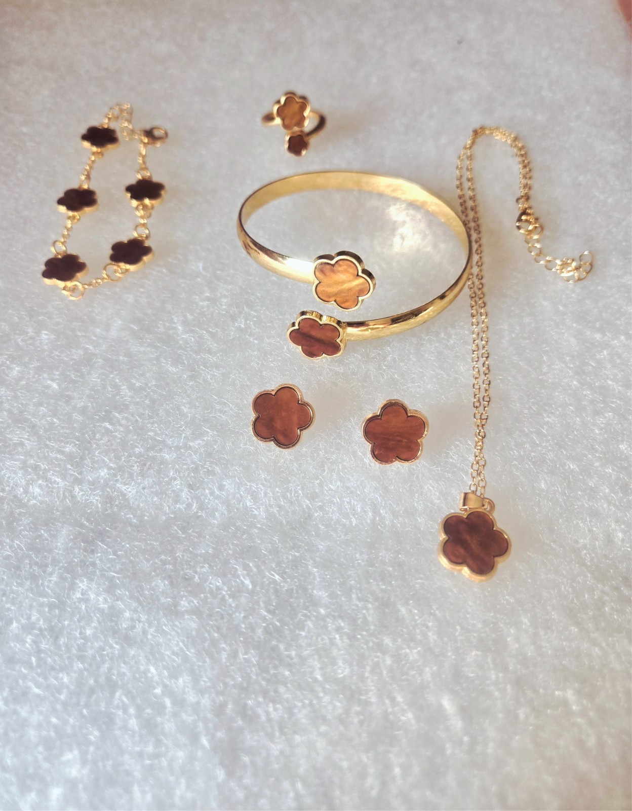 Stainless Steel Gold Clover Jewelry Set 5PCS gift set women