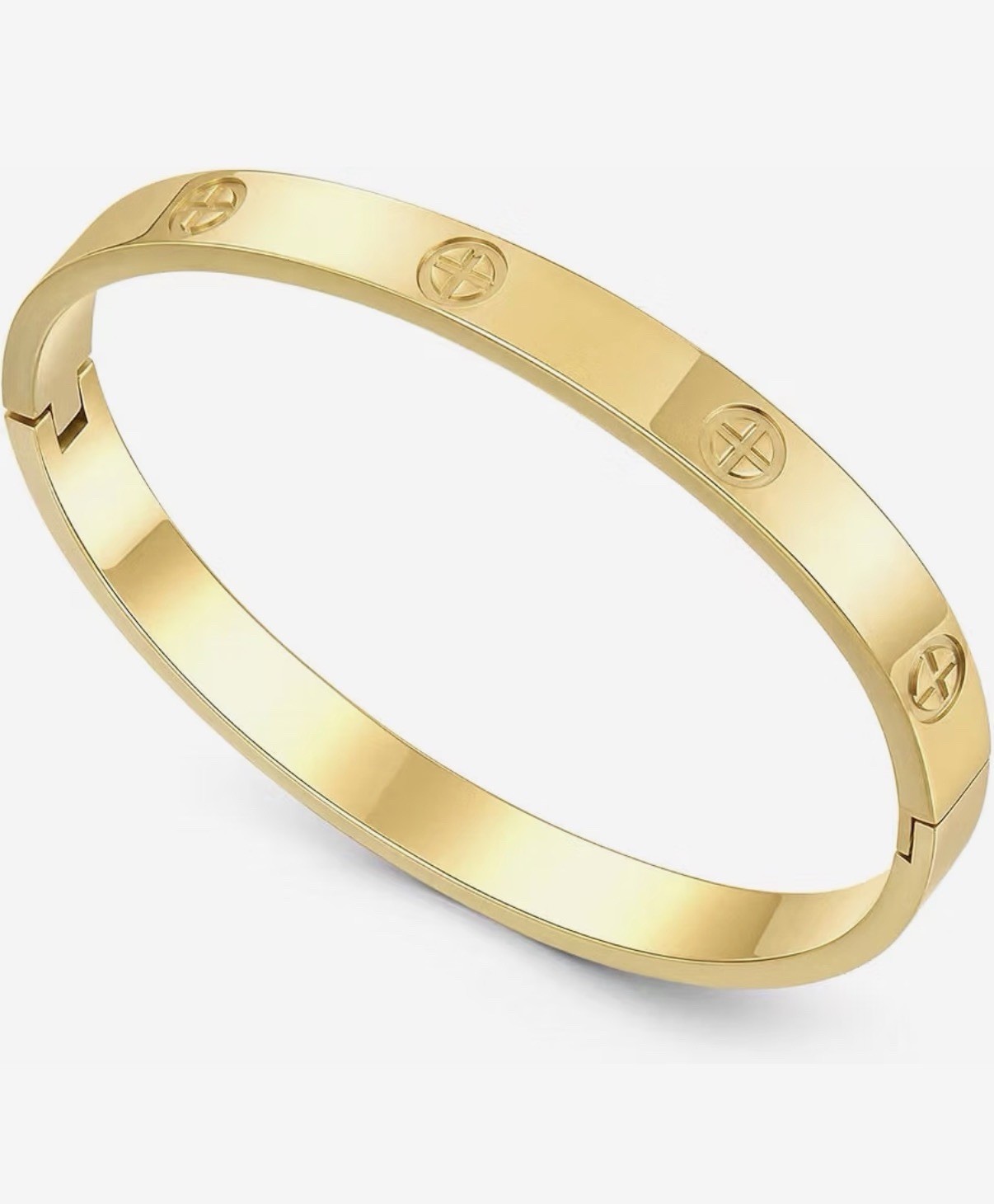 18K Gold Plated CZ Cuff Bangle Bracelet Women Titanium Steel Love Friendship