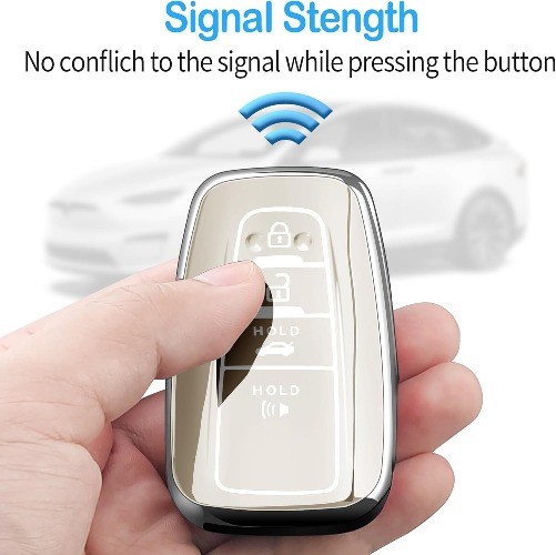 Key Fob Cover with Keychain, Special Soft TPU Key Case Protector Color: White