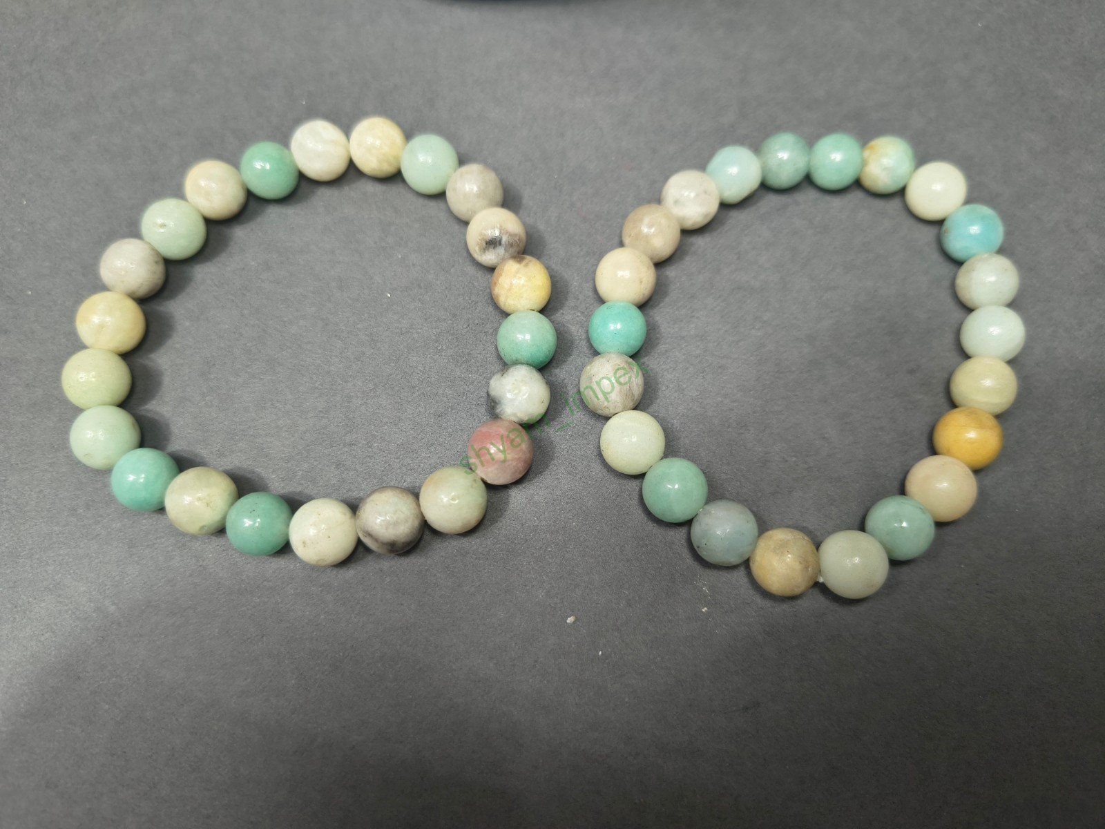 Natural Amazonite Beaded Stretch Bracelet Round Gemstone Healing Crystal Jewelry