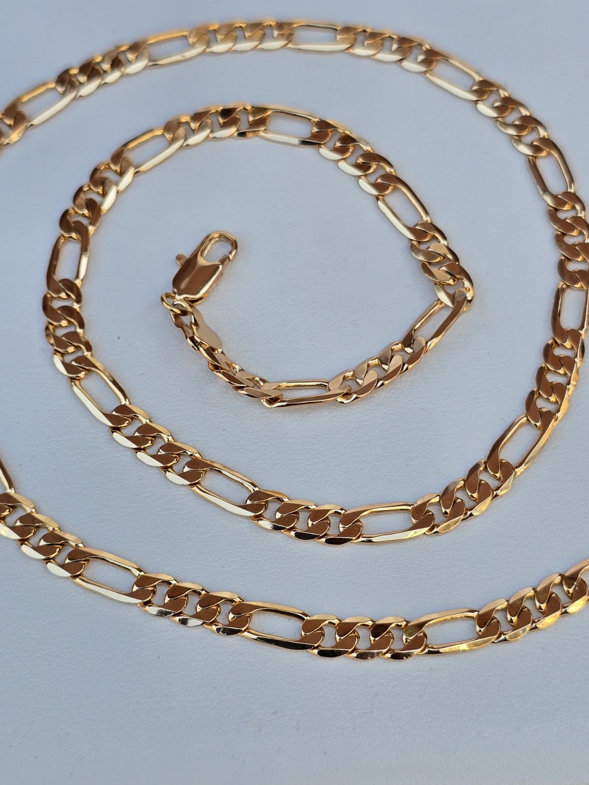 18ct Rose Gold Plated Chunky Figaro Chain Necklace 22in/55cm Non Tarnish 8mm