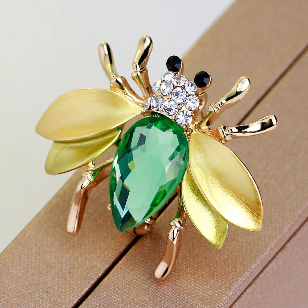 Women Cute Little Bee Brooch New Gemstone Fashion Badge Pins
