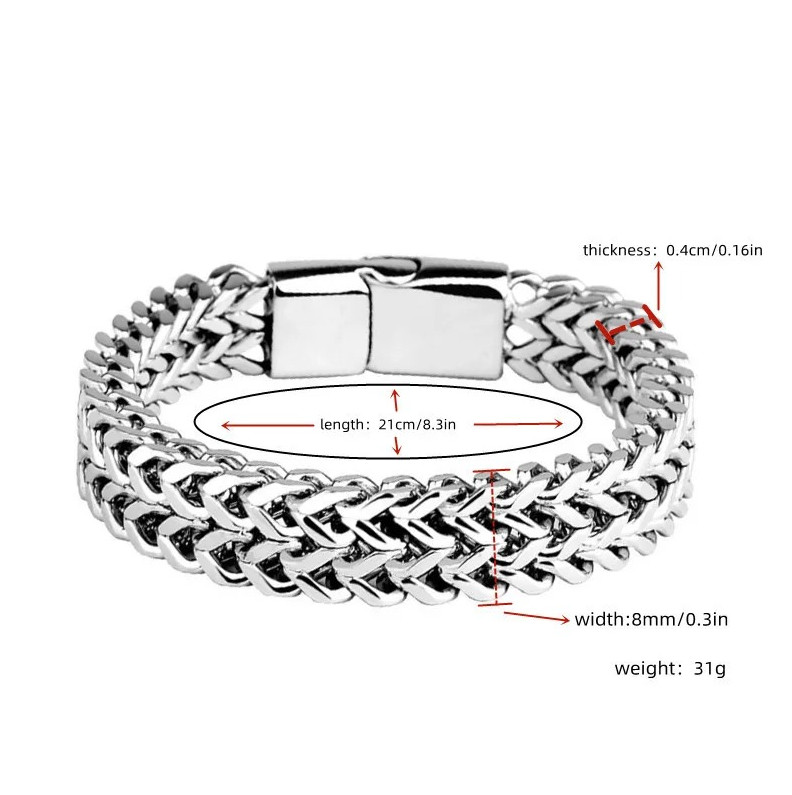 1 pc Stainless Steel Braided Double Row Magnetic Buckle Bracelet