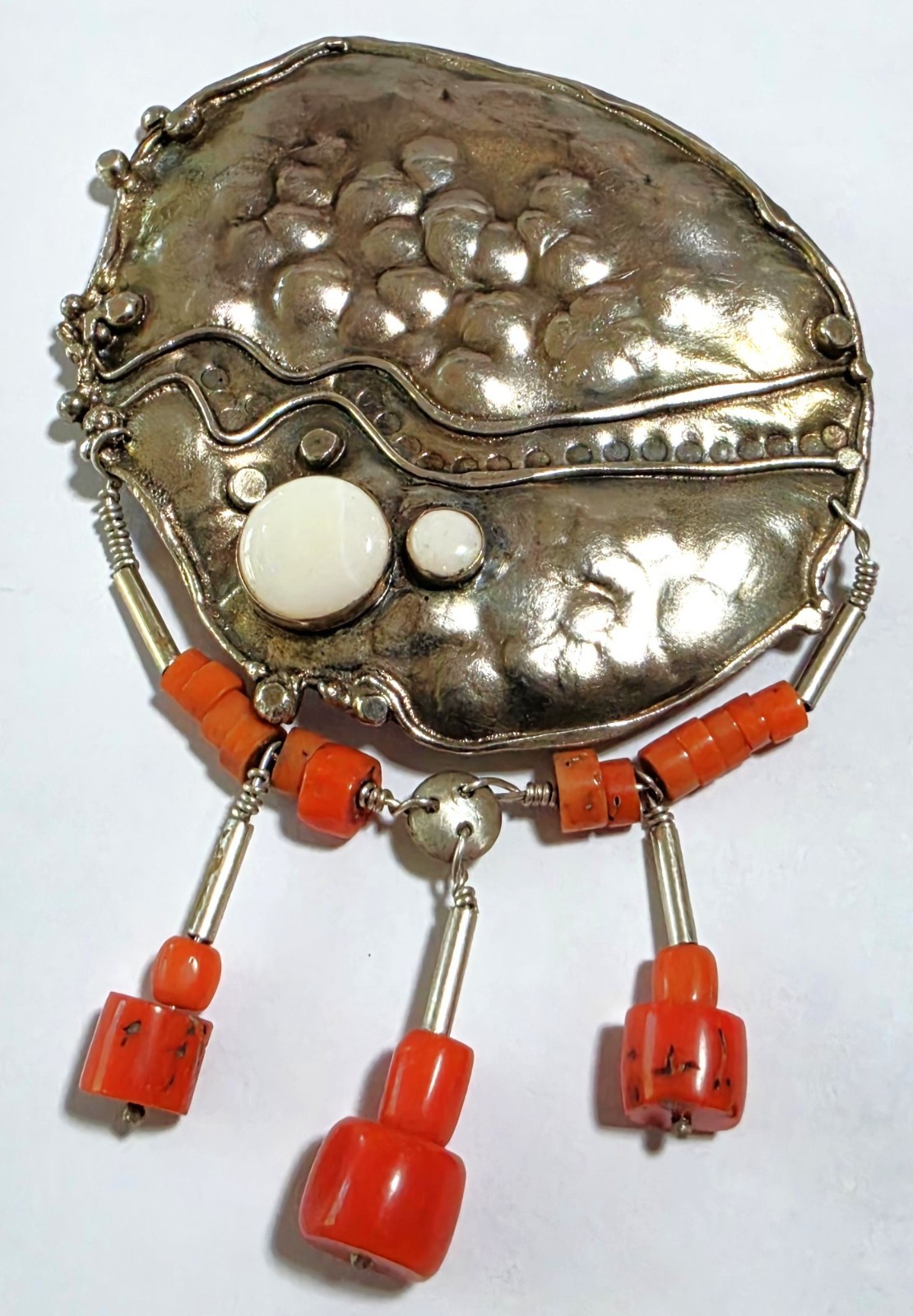 Catherine McLain OOAK Sterling Silver Modernist Brutalist Dangler Brooch