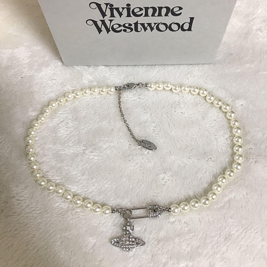 Vivienne Westwood Orb Necklace Choker White 1 Row Pearl Silver Outlet authentic