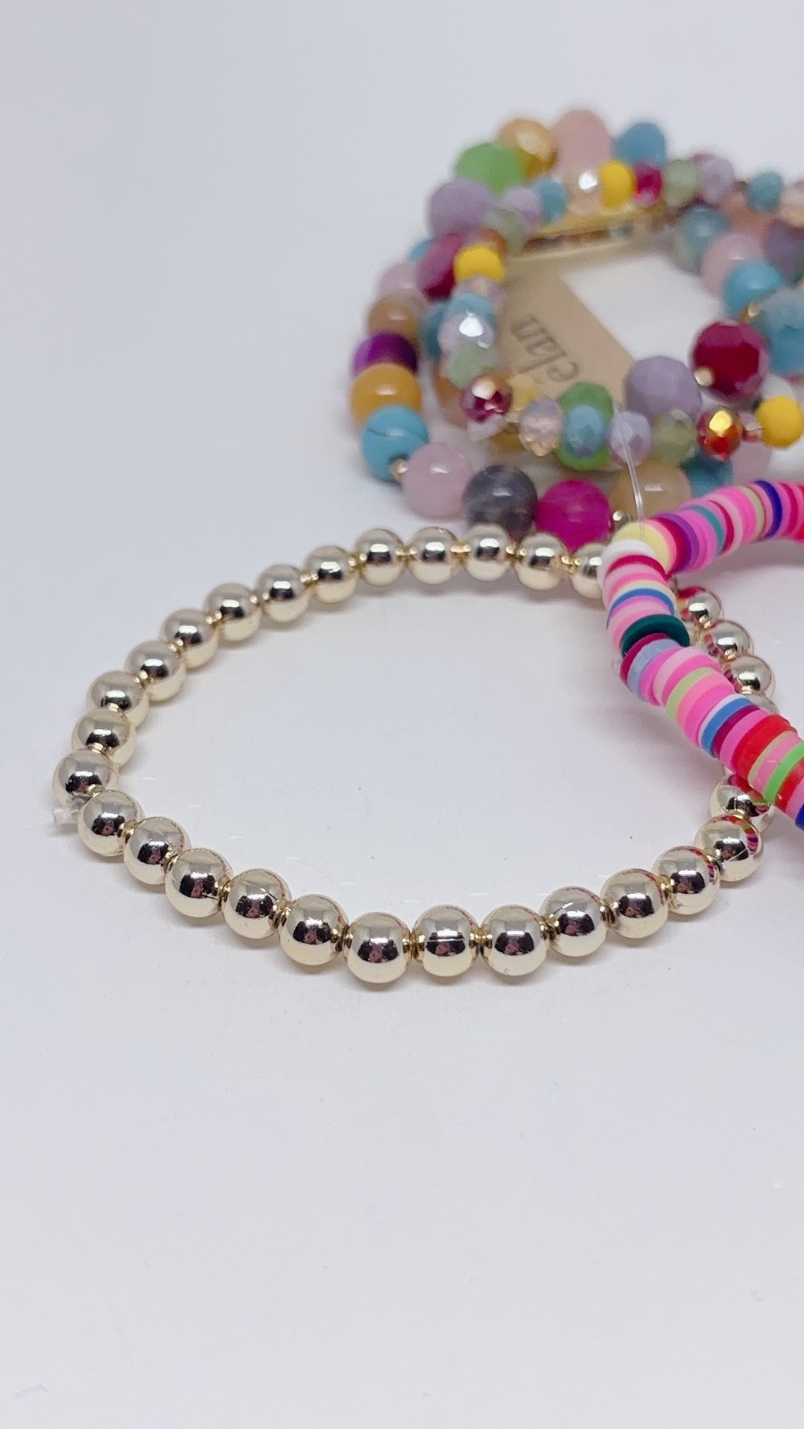 Multi-Color Beaded Stretch Bracelet Stack