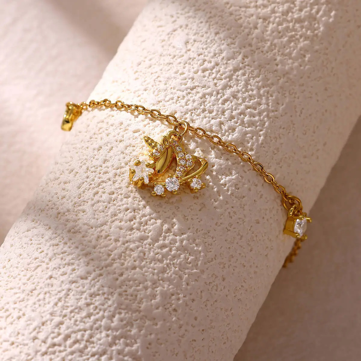 Elegant Zircon Multi-element Anklet For Women Girls 18K Gold Plated Heart Stars