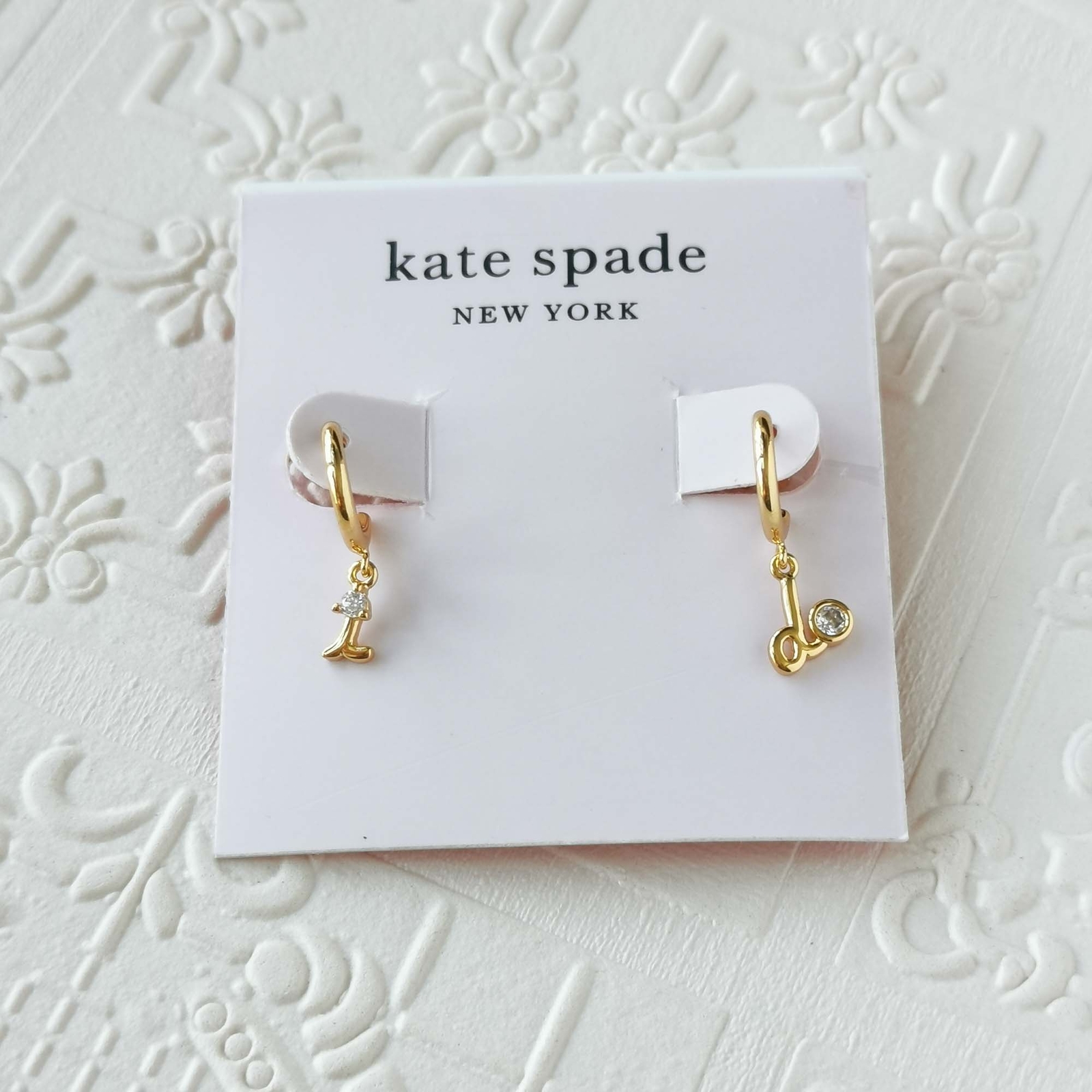 Kate Spade Say Yes I Do Clear Huggie Earrings Gold