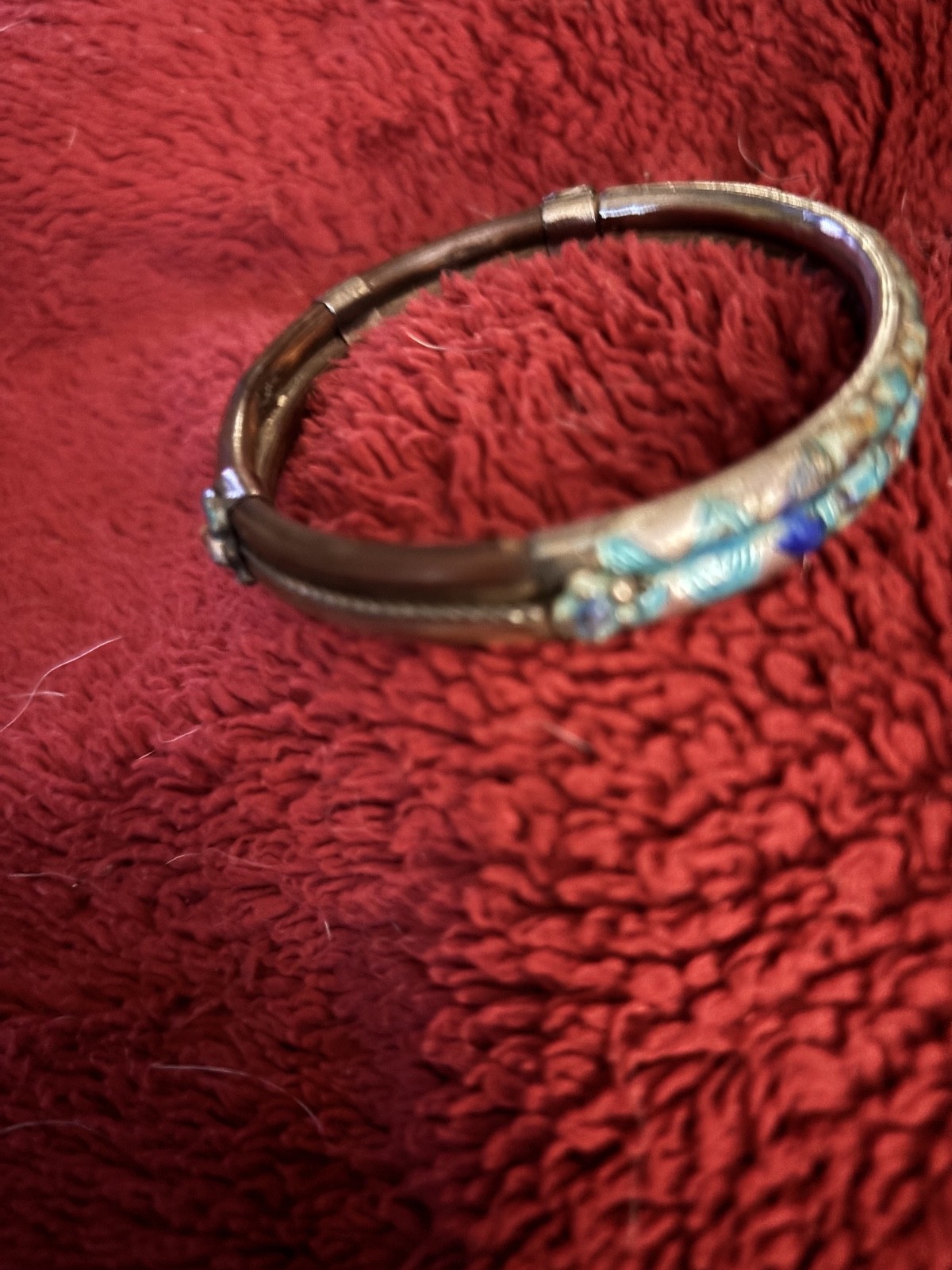 hand painted turqupise and leather bracelet
