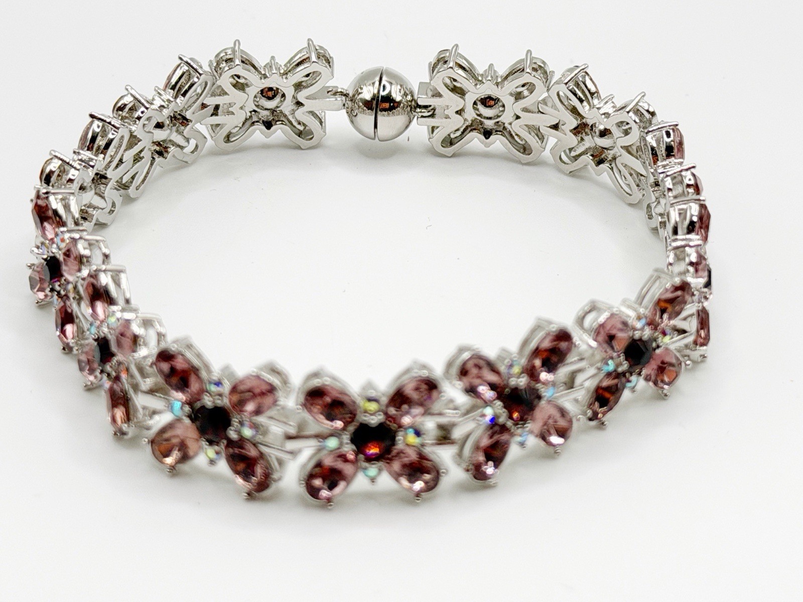 Danbury Mint Cherry Blossom Crystal Bracelet 7.5”