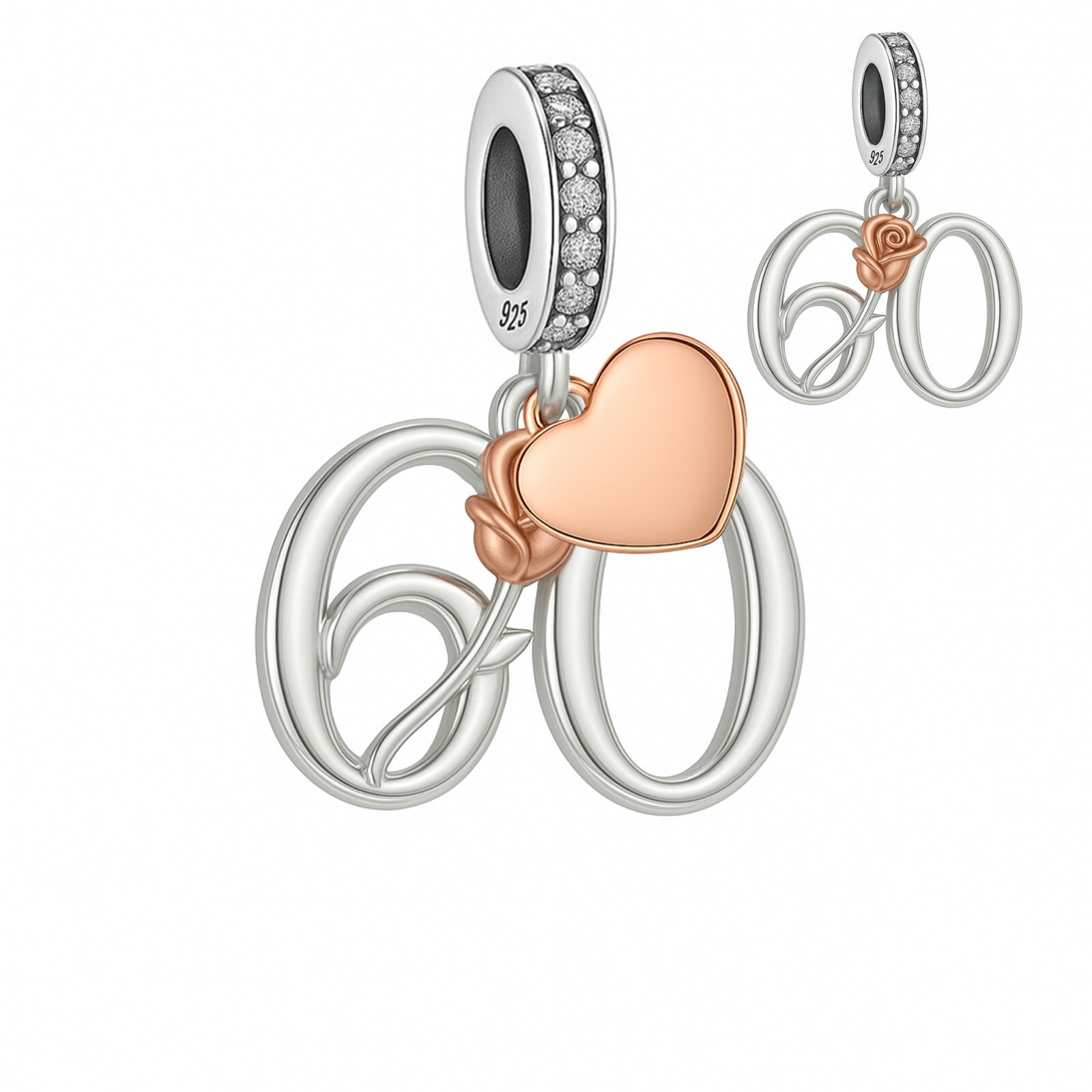 60th Birthday Charm For Bracelet, 60th Charm, Birthday Charm
