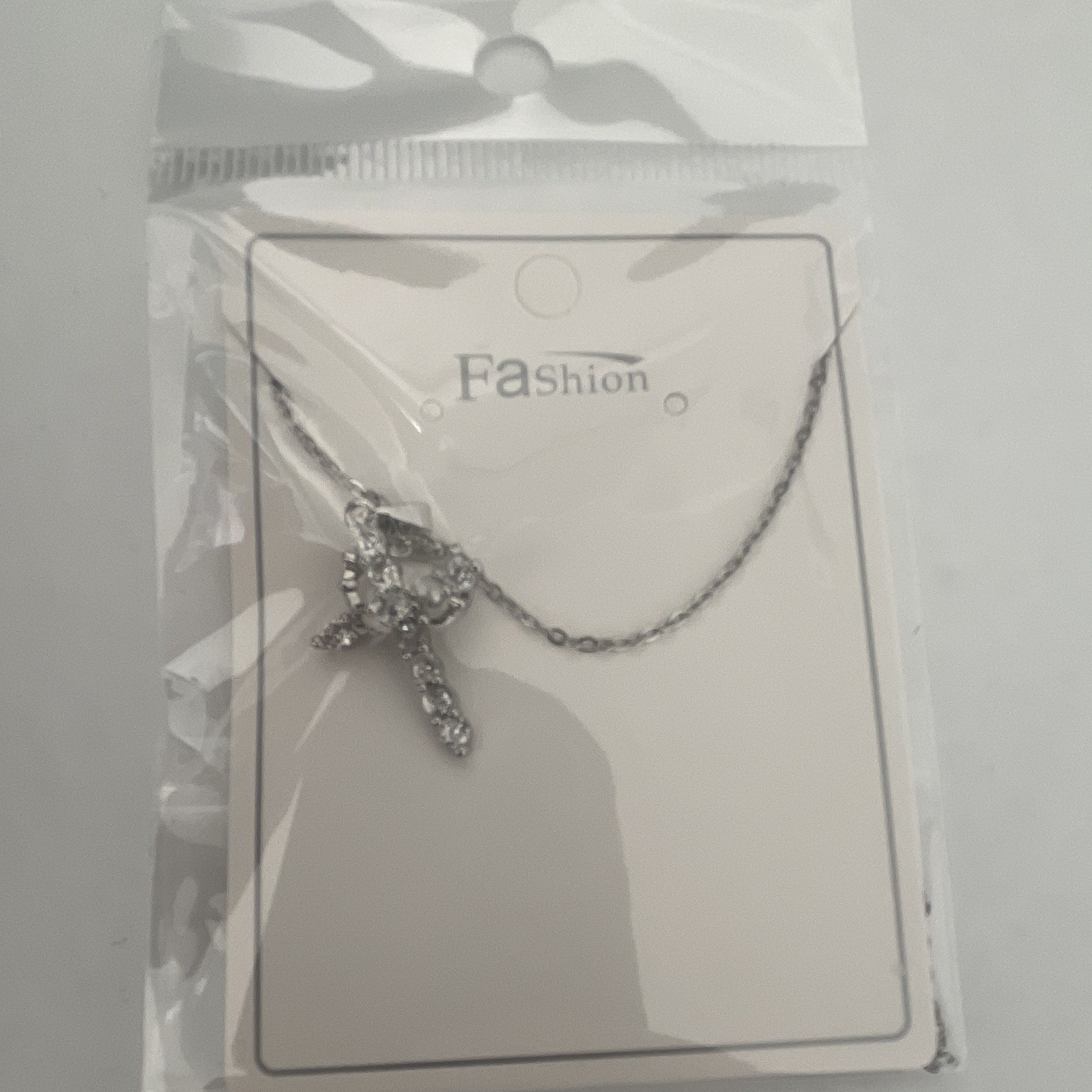 Silver Tone Clear Crystal Pavé Cross Charm Pendant Cable Chain Necklace