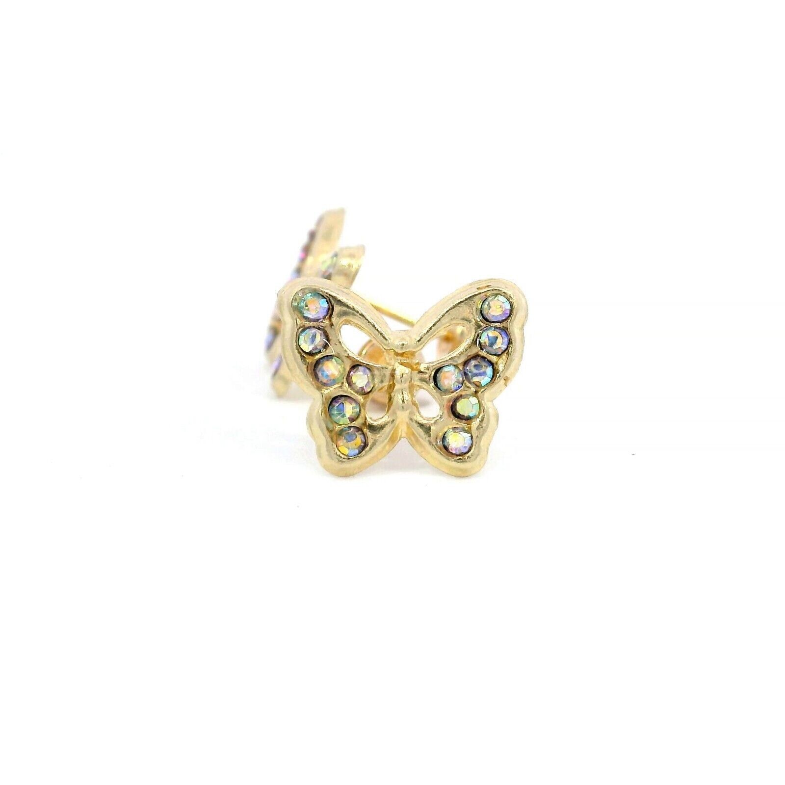 Tioneer 9×10.5mm Butterfly with CZ 14k Yellow Gold Screw Back Earrings
