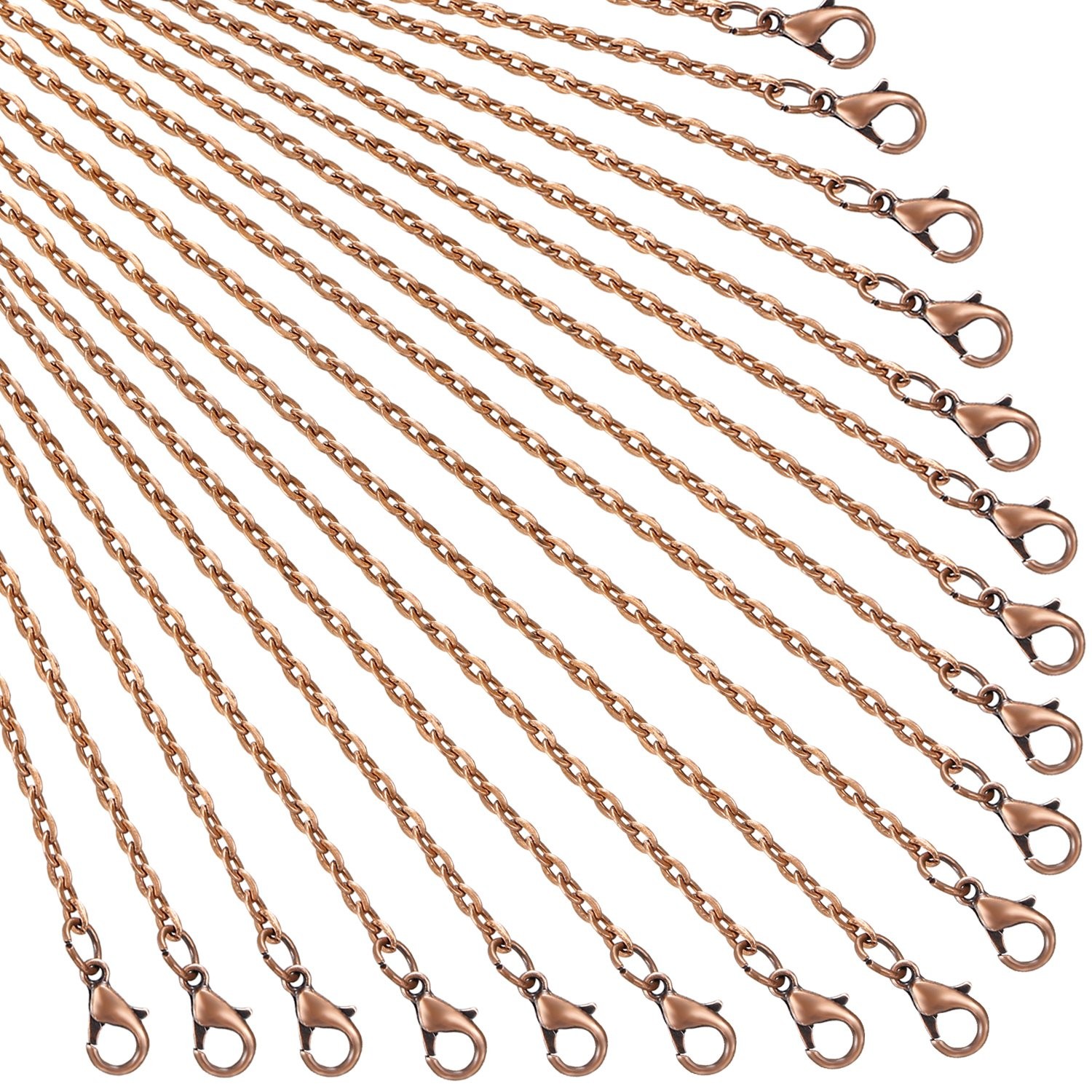 24 Pack Antique Red Copper Cable Chain Necklace Twisted Link Chain for Jewelry M