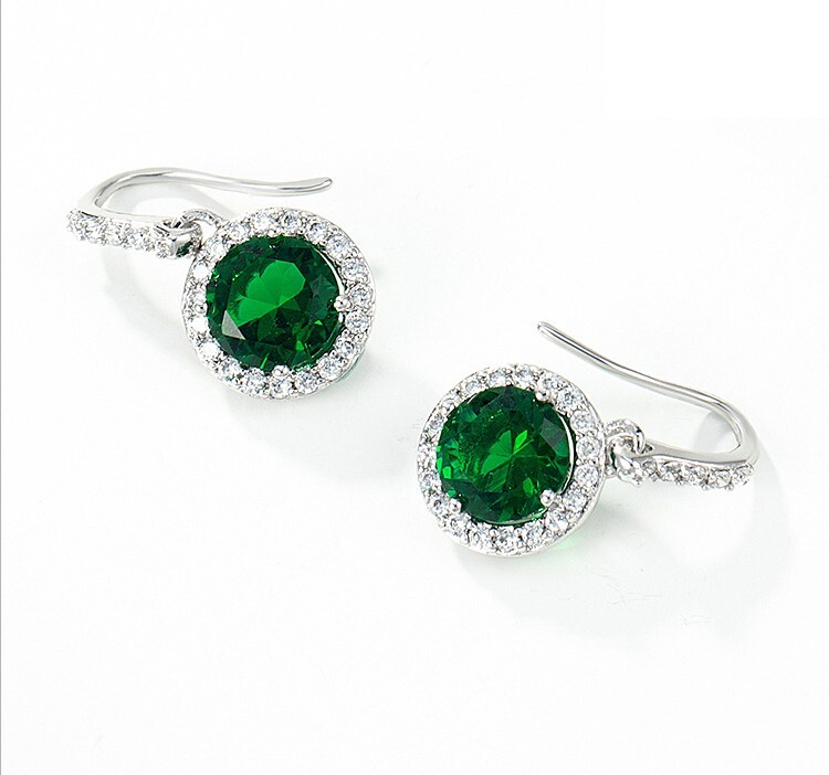 Simple personality emerald artificial gemstone earrings hook feminine earrings
