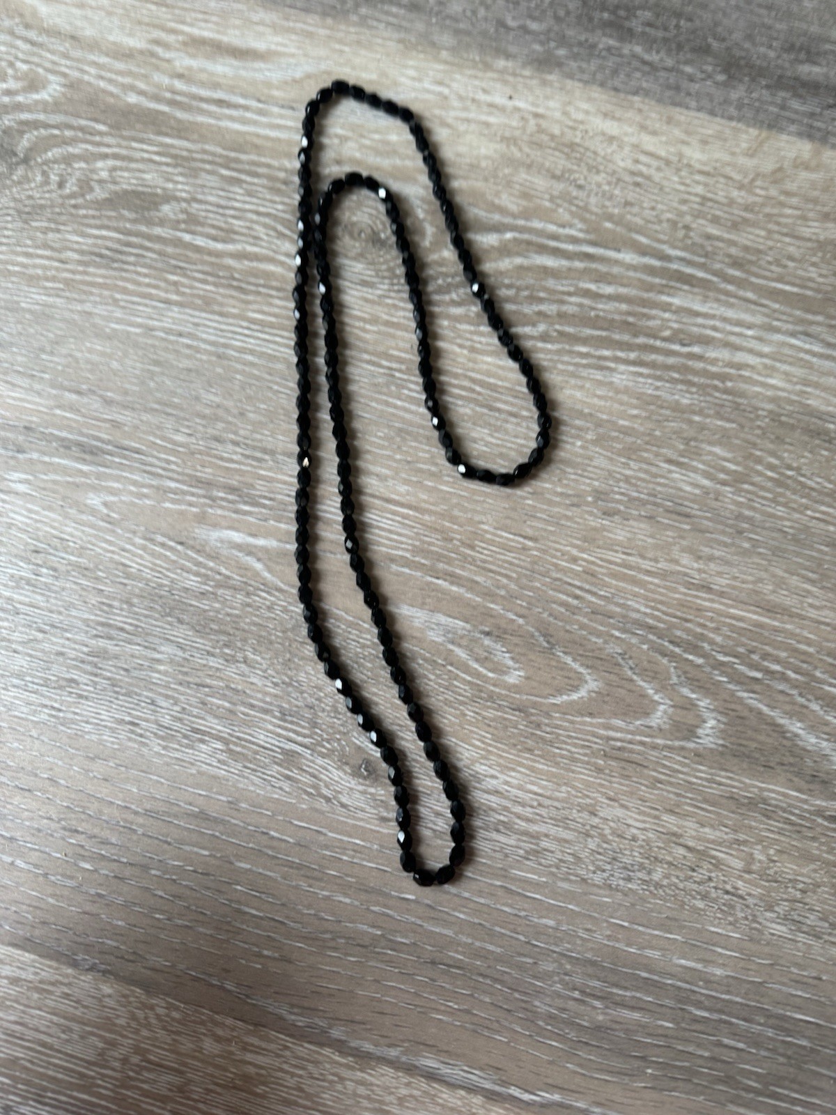 Black Faceted Glass Beaded Ball/Bead Chain Necklace, black Glass