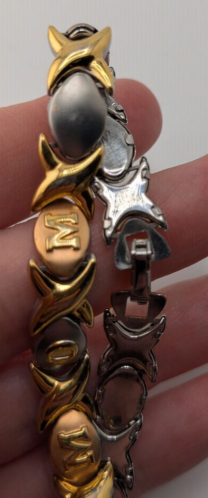 Mom-Themed Stainless Steel Bracelet Gold & Silver Snap Lock 7 Inches JJT Design