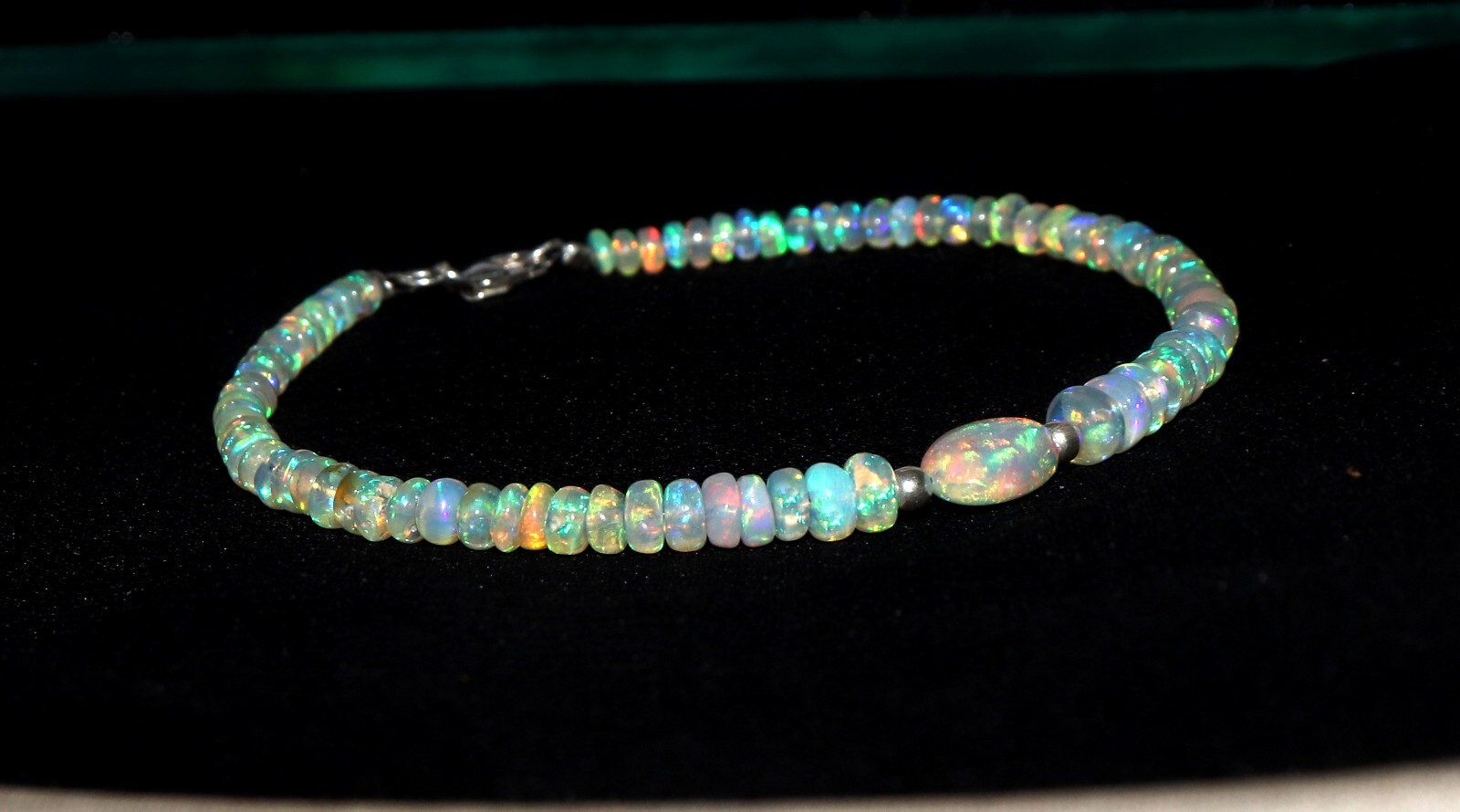 fire opal bracelet Natural Ethiopia opal tumble bracelet with 925 sterlin silver