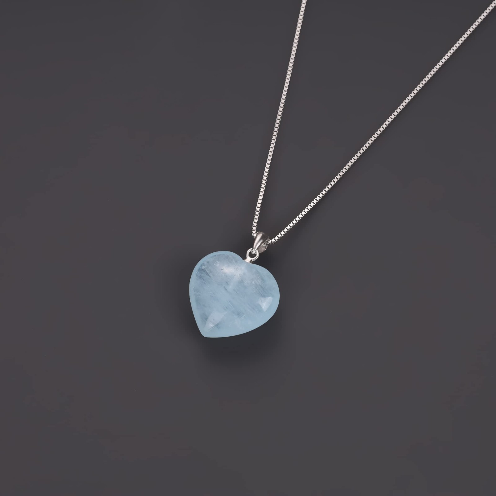 Women’s Sterling Silver Aquamarine Heart Necklace for Women