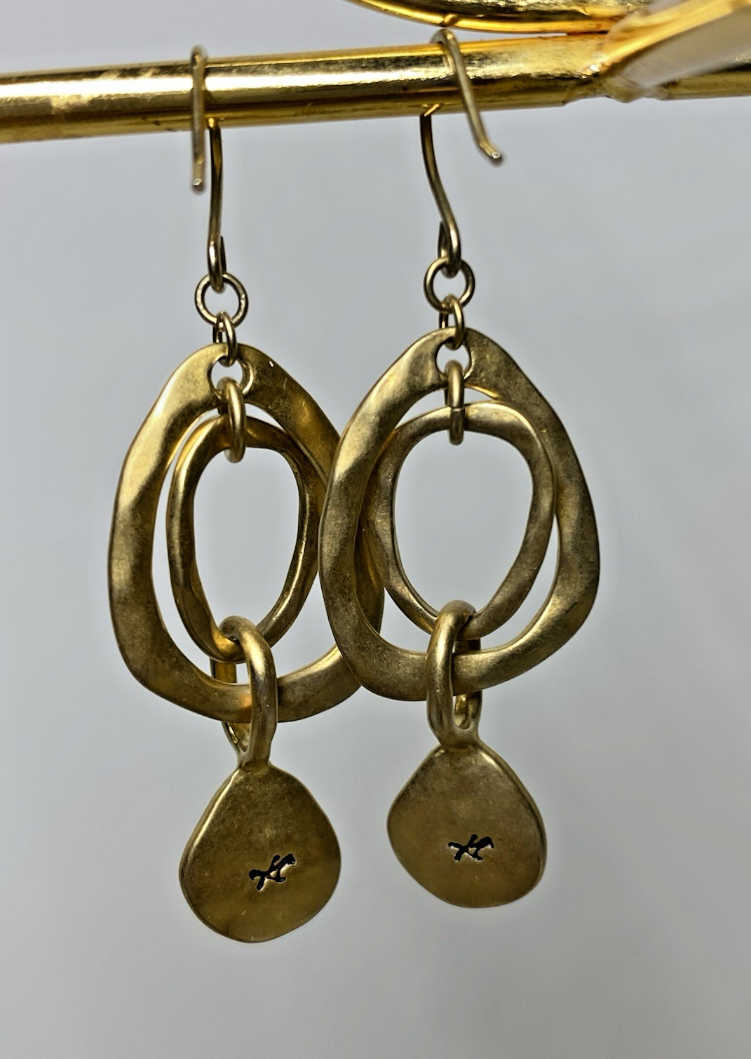 Vintage Women’s Artisan Open Stylized Teardrop Dangle Earrings Boho Statement