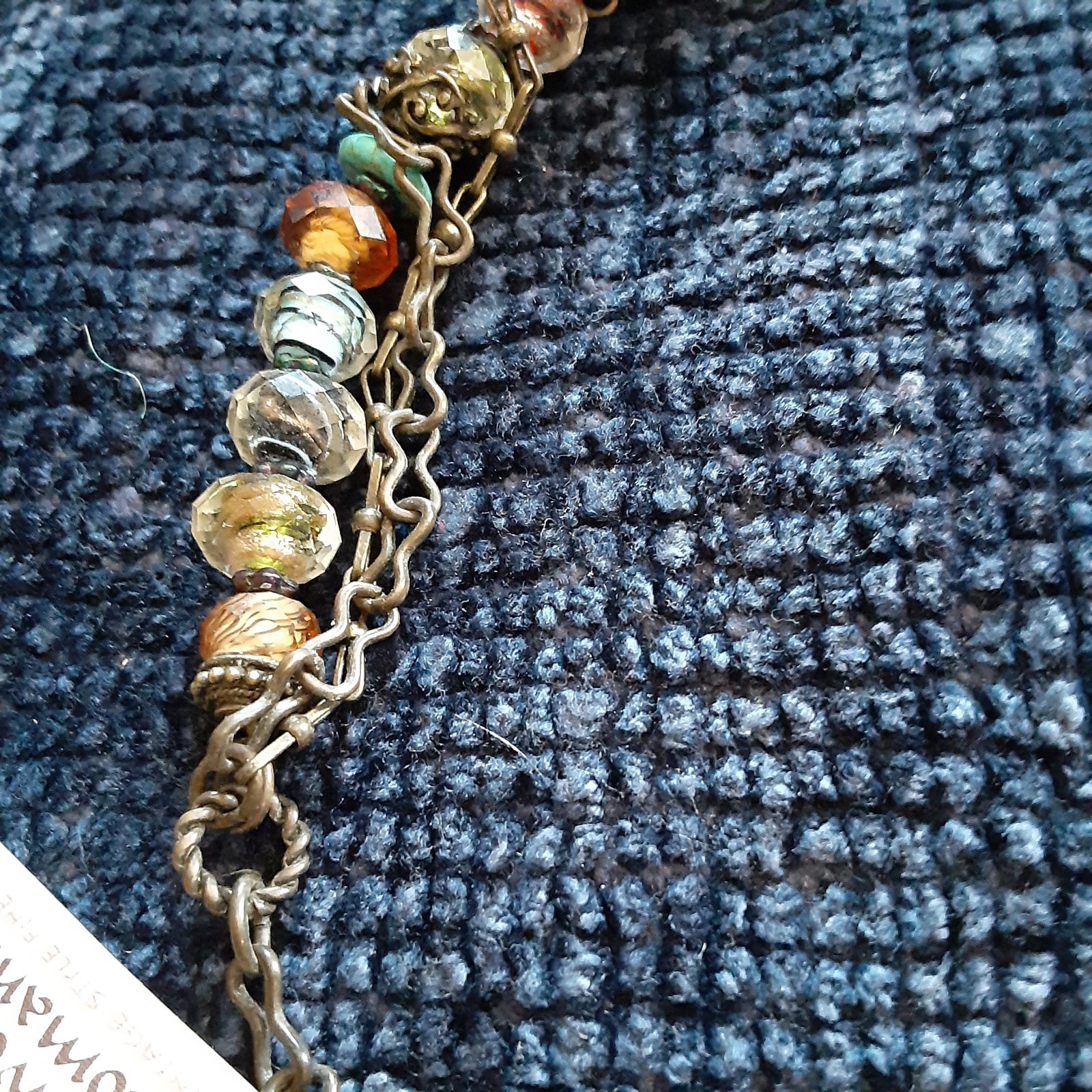 Sweet Romance Mayan Dimensional Cross Necklace Glass Beads & Stones NEW