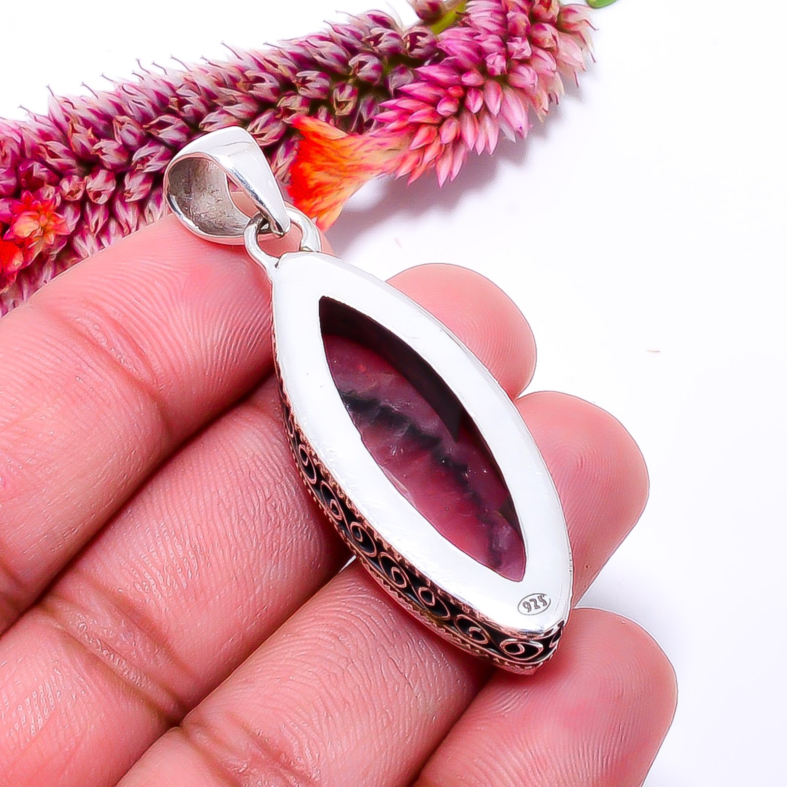 Rhodochrosite – Argentina Fine Art 925 Sterling Silver Pendant 2.15″ P0364114336