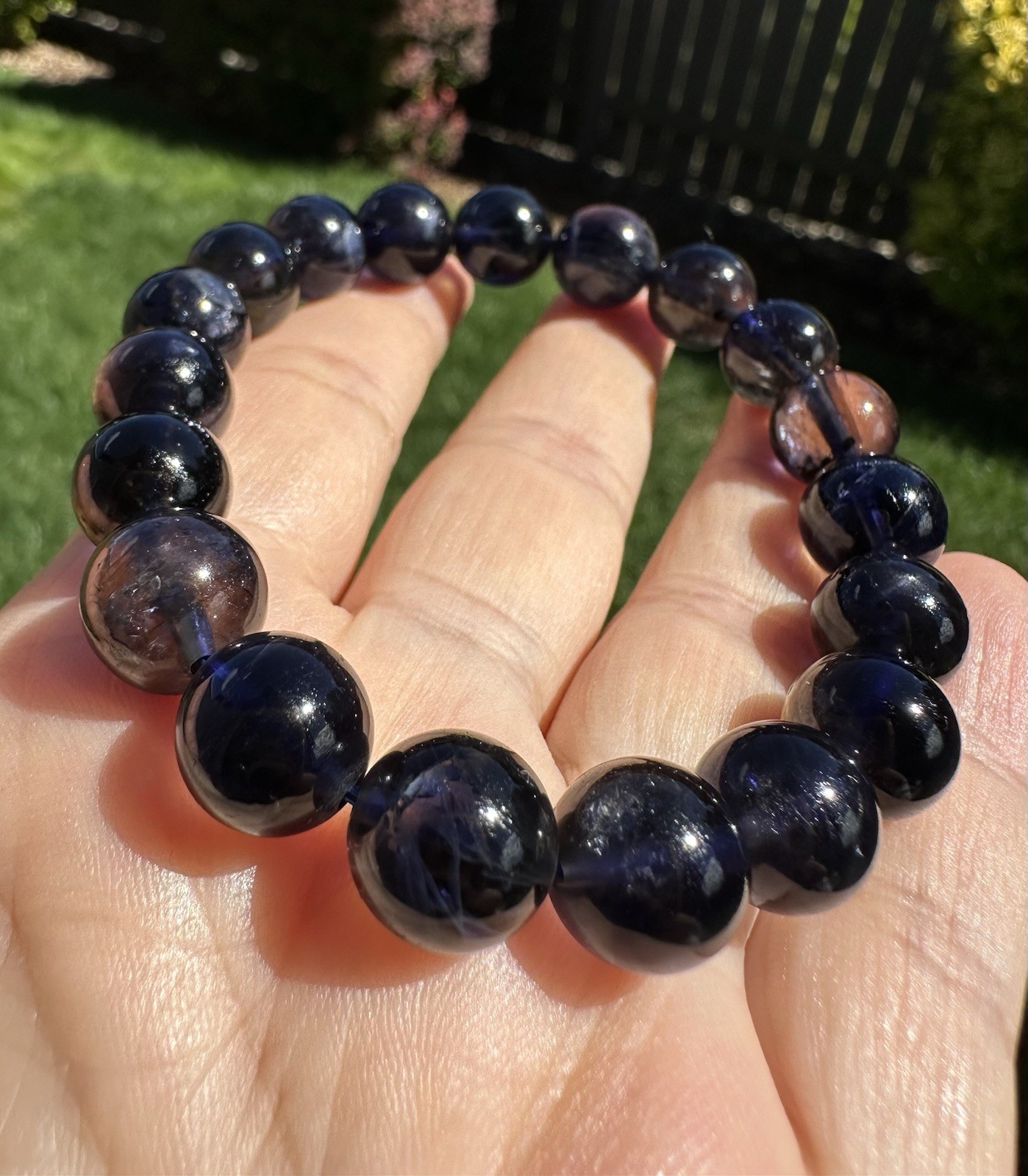 10.5mm+ High Quality Iolite Crystal Bracelet
