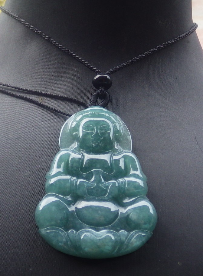 Video Certified Natural Green A Jade jadeite Pendant Kwan yin Guanyin 418754 TS