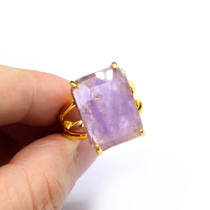 Rectangular Crystal Ring Fashion Healing Gemstone Ring for Women Jewelry Gifts