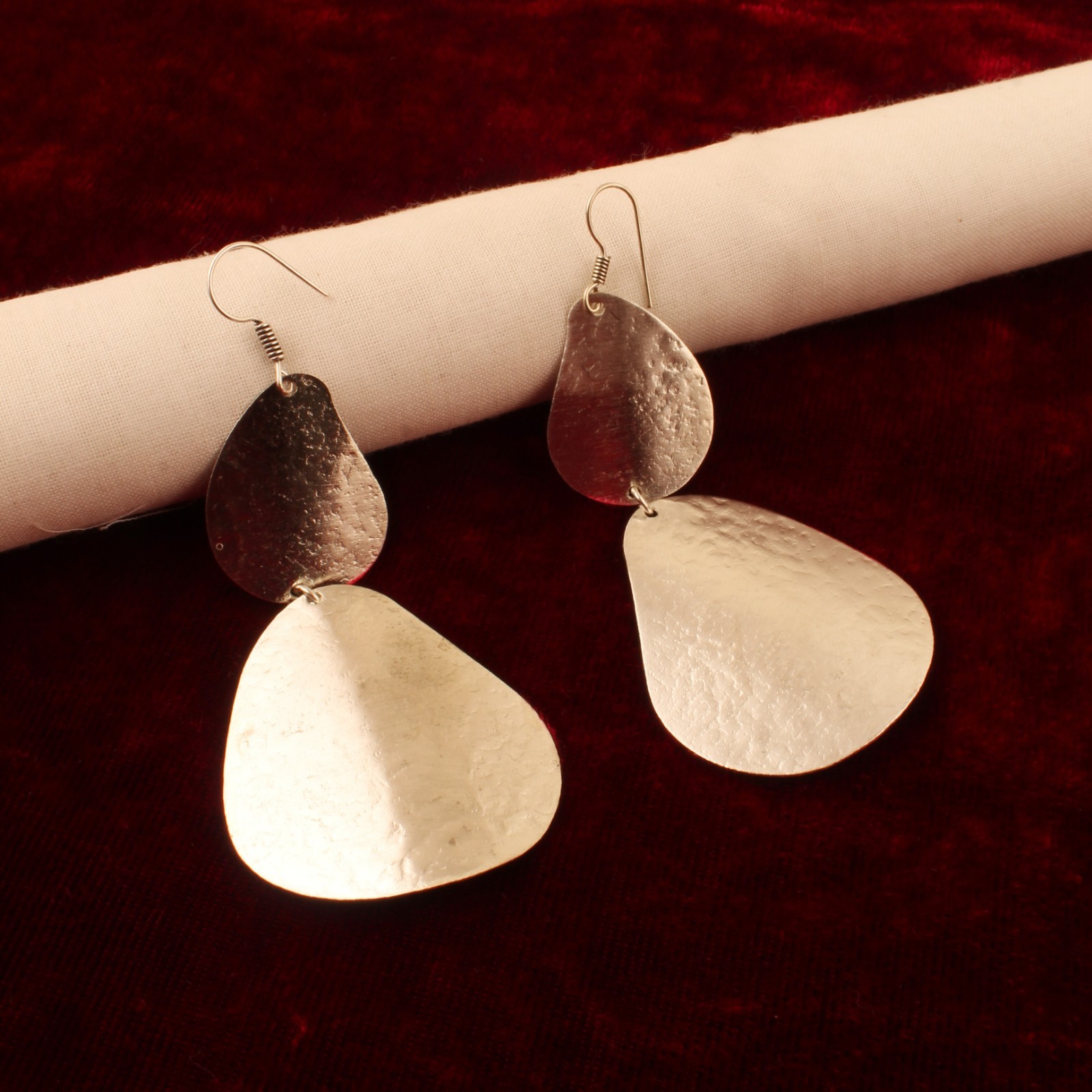 Silver Plating Hammered Teardrop Dangle Earrings for Women, Lightweight Earring
