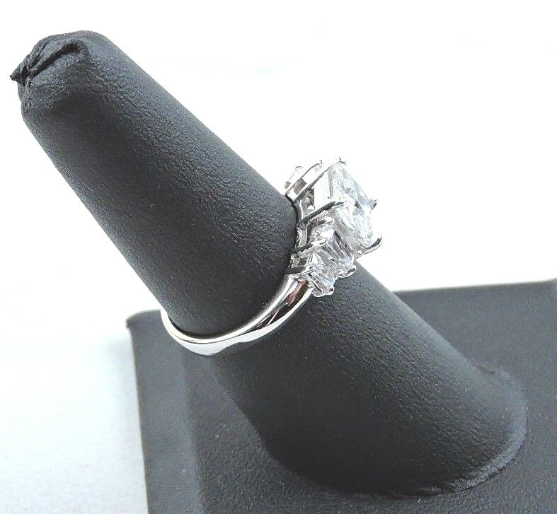 Sterling Silver 4.25 cttw Princess And Radiant Cut Cubic Zirconia 5 Stone Ring