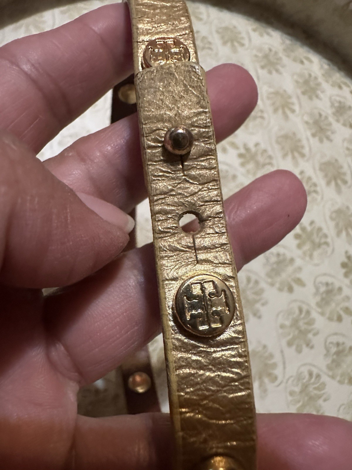 Tory Burch signature monogram Leather Bracelet Made in USA 15”long