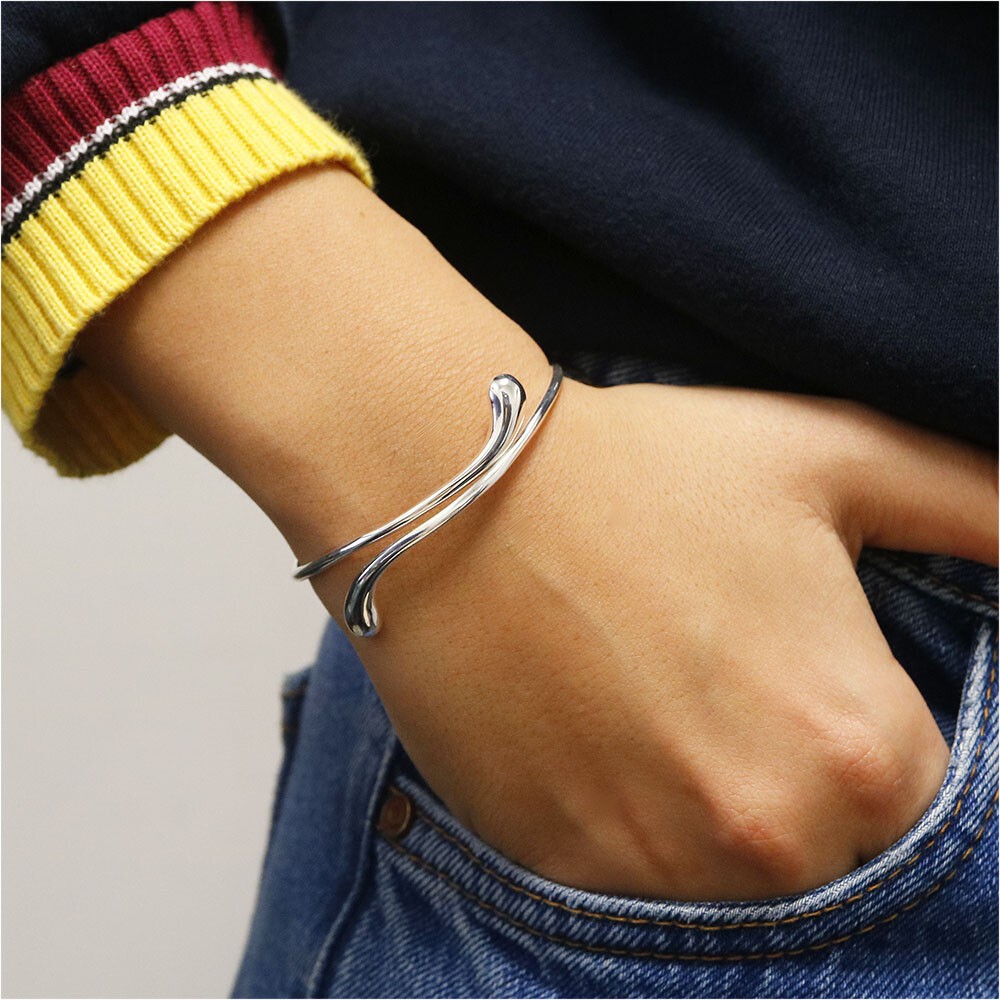 1/2x Women Silver Charm Bracelet Handmade Open Adjustable Cuff Bracelets Bangles