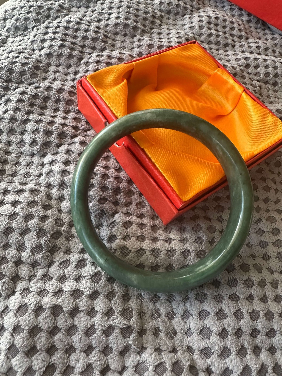 Gorgeous Dark Green Real Jade Bracelet Bangle Wealth Good Fortune Good Luck 65mm