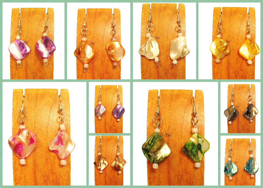10 PCS Handmade Mother of Pearl Shell Earrings 10 COLOR Party Pack WHOLESALE LOT