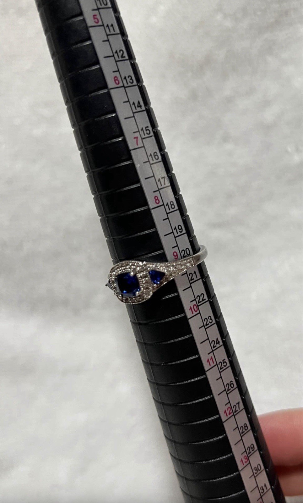 Previously Owned Cushion-Cut Lab-Created Blue and White Sapphire Frame Ring