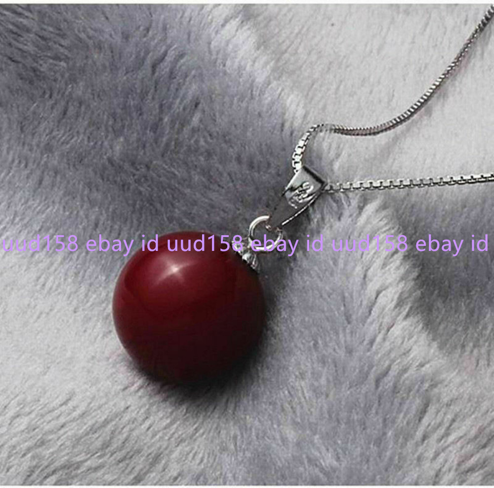 Tahitian SHELL Pearl 8/10/12/14/16mm pendant 925 Silver 18″ Necklace gift