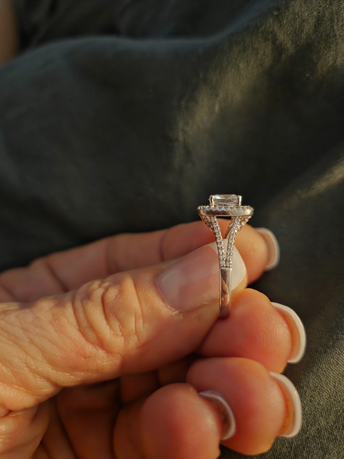 Berricle Brand Clear and Pink Halo style CZ engagement – Size 6