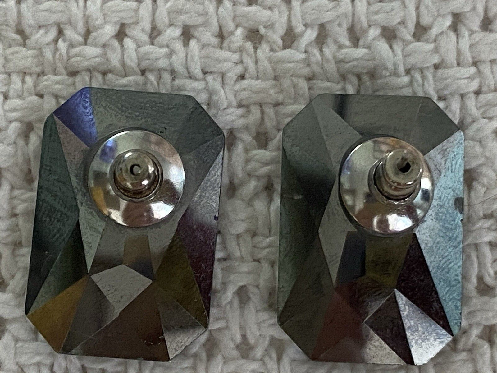 Large Statement Stone Earrings Changes From Purple To A Blue Center