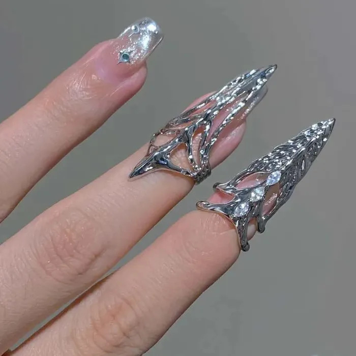 Geometric Metal Mood Tracker Ring Unisex Gothic Skeleton Nail Accessory