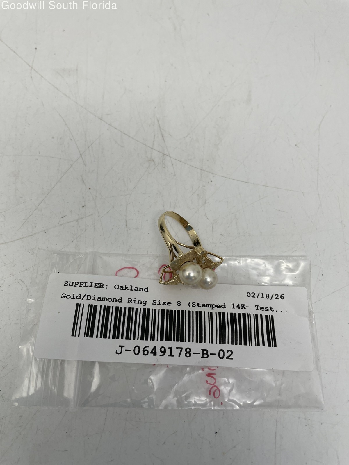 Gold 14K With Diamonds Ring Size 8 (Stamped 14K- Tested 13.79KT) Weight 6.2g