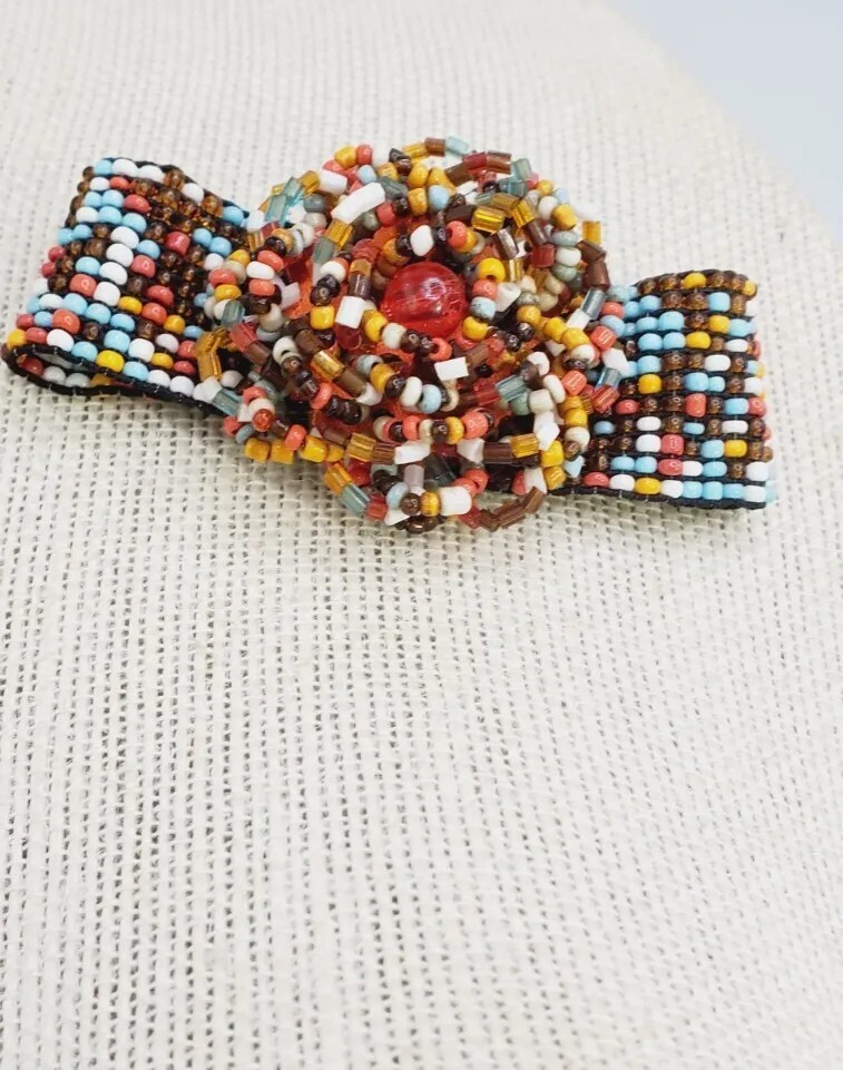 Stretch Rosette Bracelet Multi Colored Seed Bead with 3D flower te06