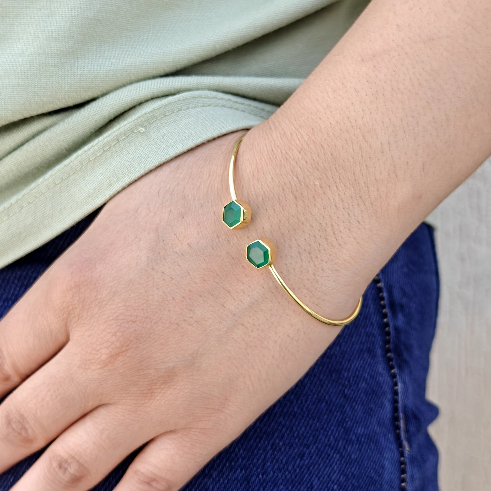 Handmade Multi Gemstone 18k Gold Plated Adjustable Stackable Jewelry For Gift