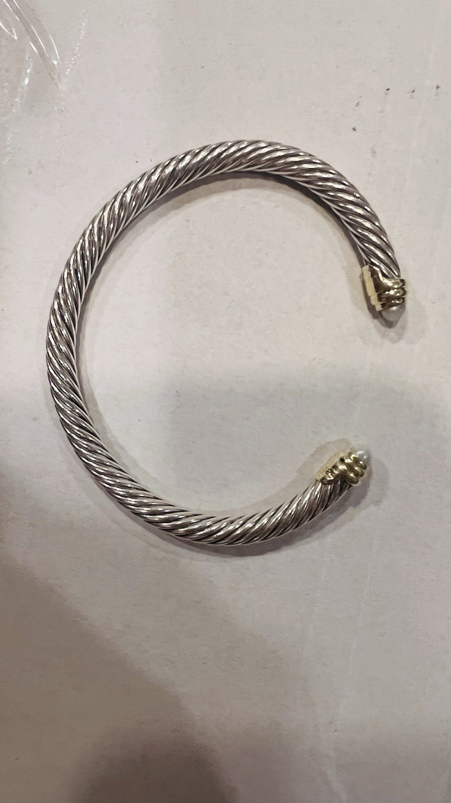 David Yurman Pearl, two toned smaller cable bracelet